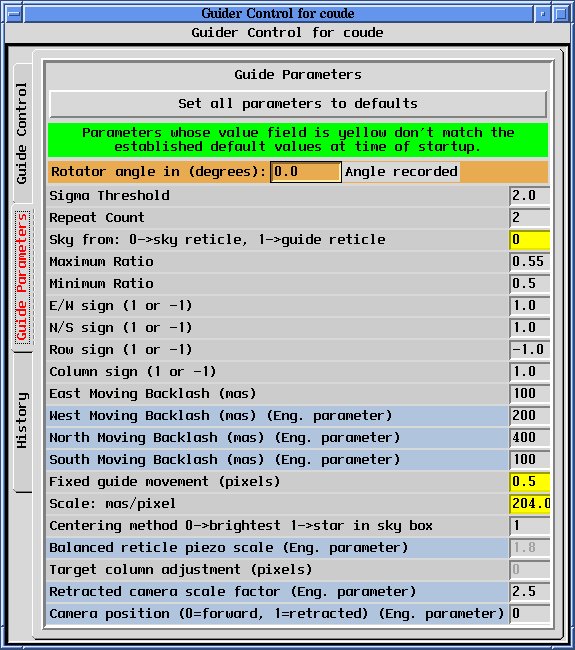 guider parameter window