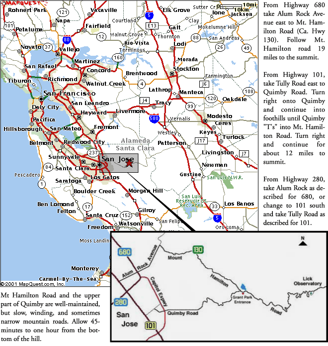 Directions To 101 South Highway Maps For Lick Observatory